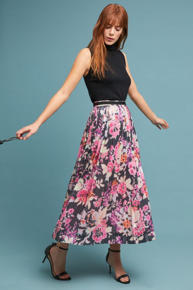 Pleated Sequin Skirt