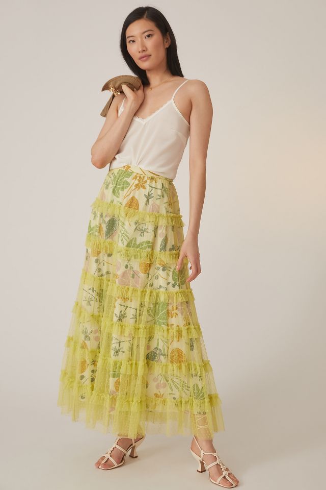 Floral tulle hotsell maxi skirt