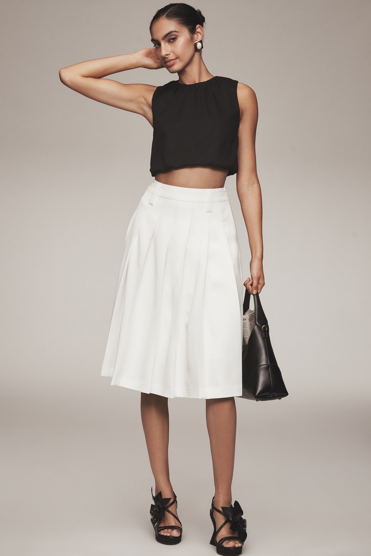 English Factory Pleated Midi Skirt