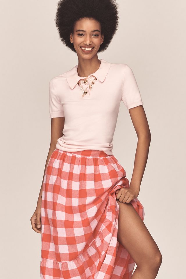 English Factory Gingham Tiered Maxi Skirt | Anthropologie