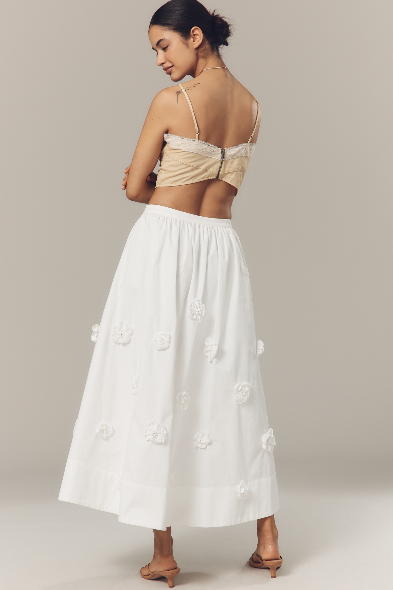 English Factory 3D Floral Midi Skirt