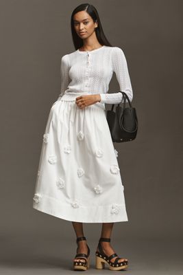 English Factory 3D Floral Midi Skirt
