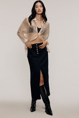 English Factory Denim Maxi Skirt In Black