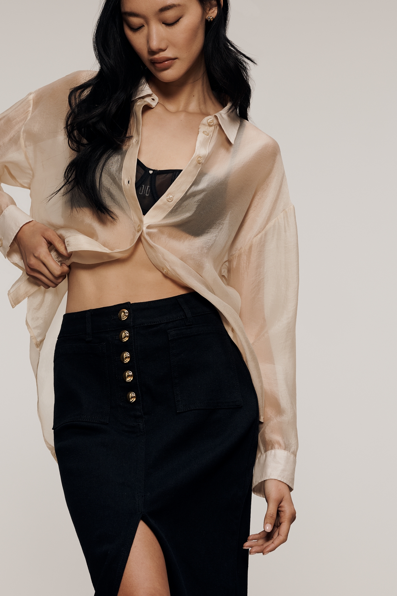 English Factory Denim Maxi Skirt