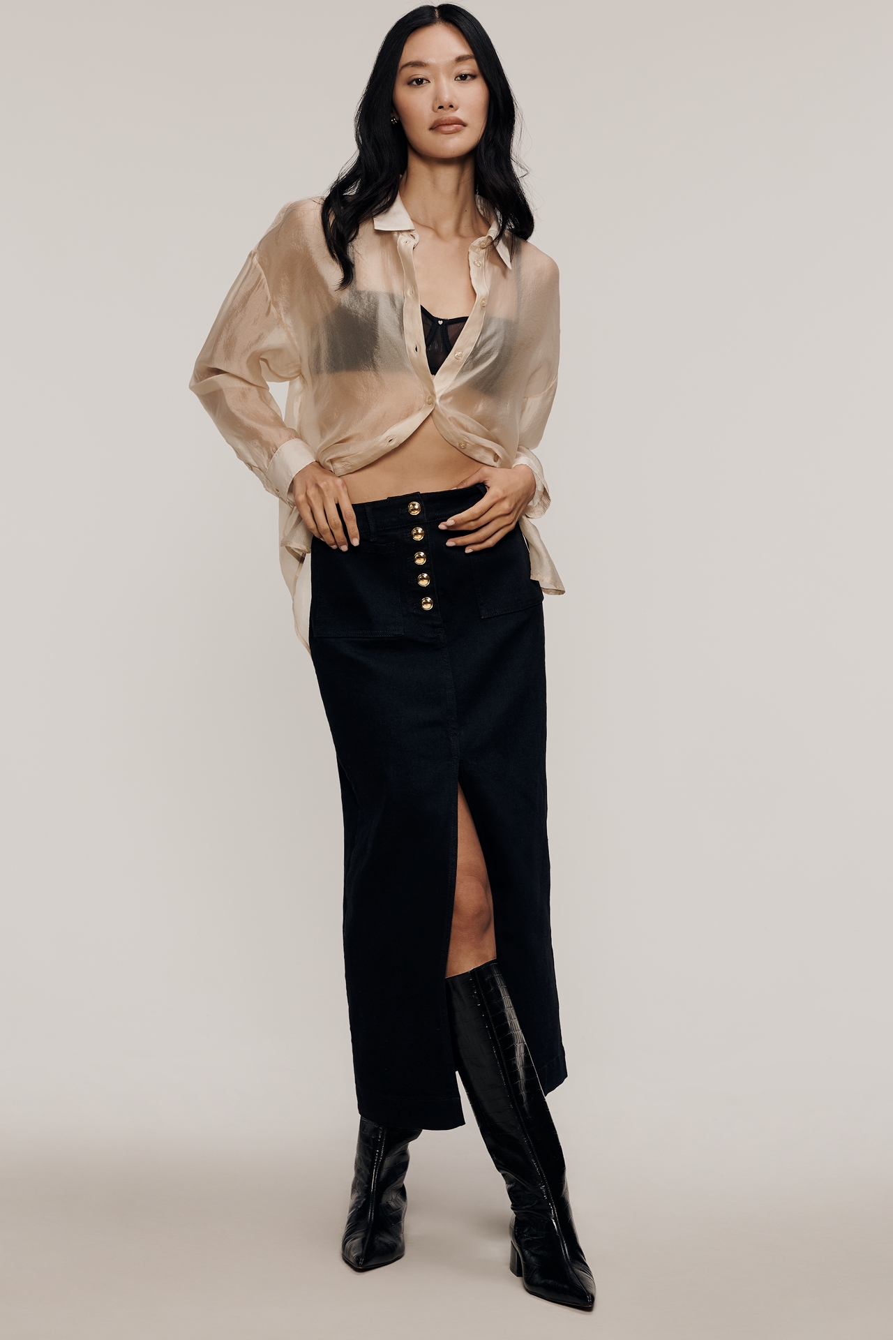 English Factory Denim Maxi Skirt