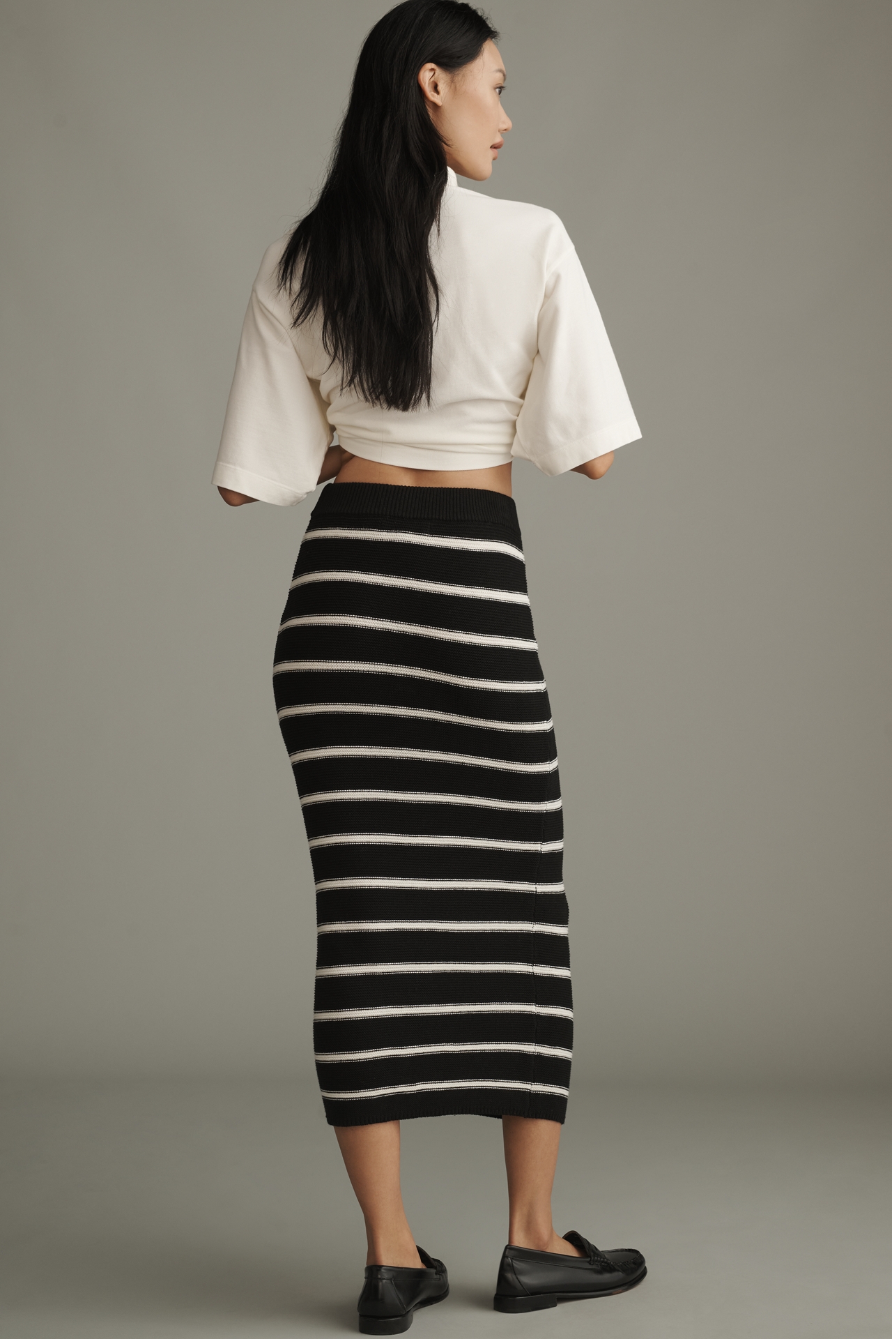 English Factory Fitted Knit Midi Skirt