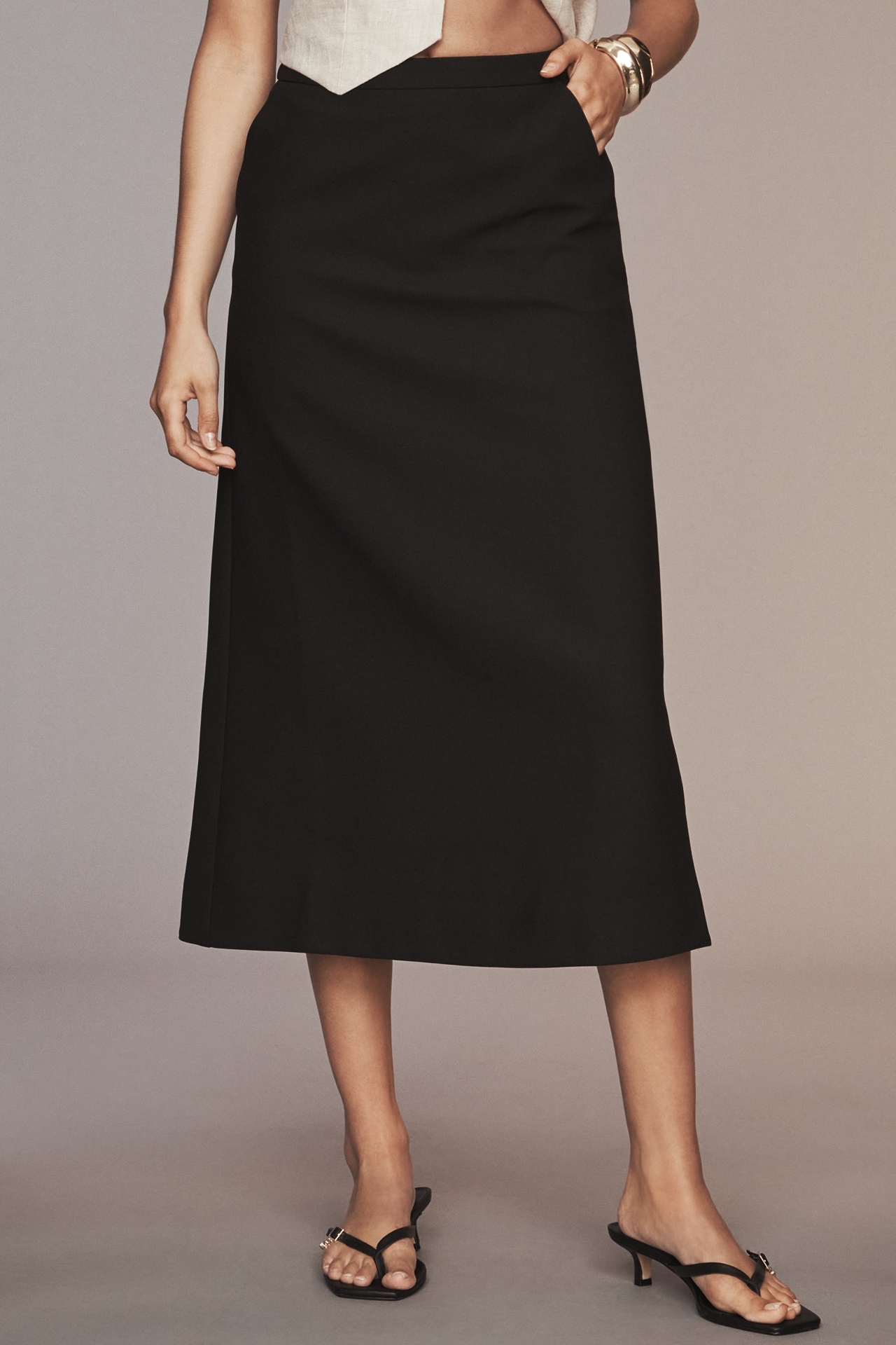 English Factory High-Rise Slim A-Line Midi Skirt
