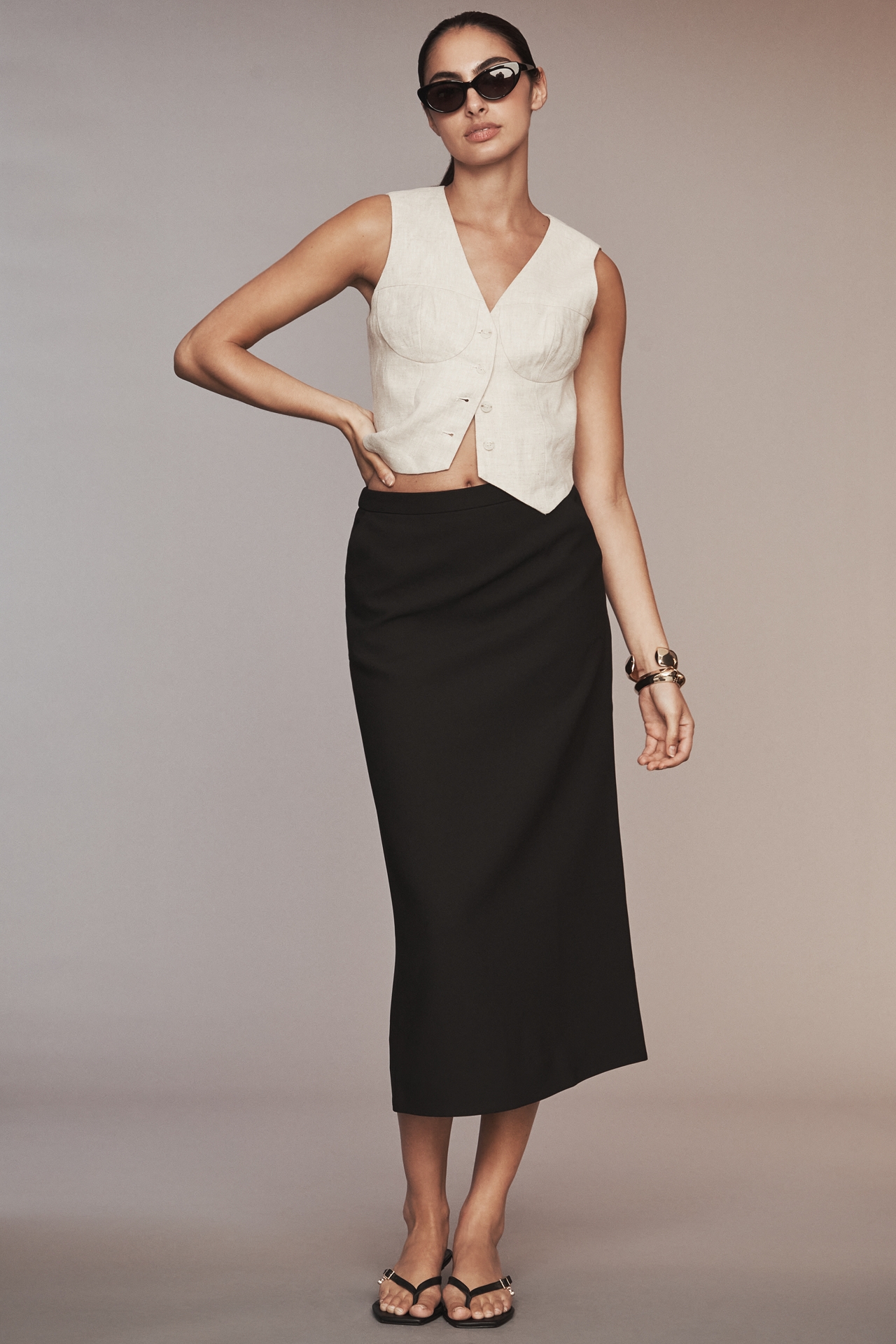 English Factory High-Rise Slim A-Line Midi Skirt