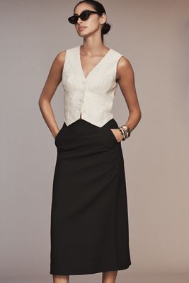 English Factory High-Rise Slim A-Line Midi Skirt