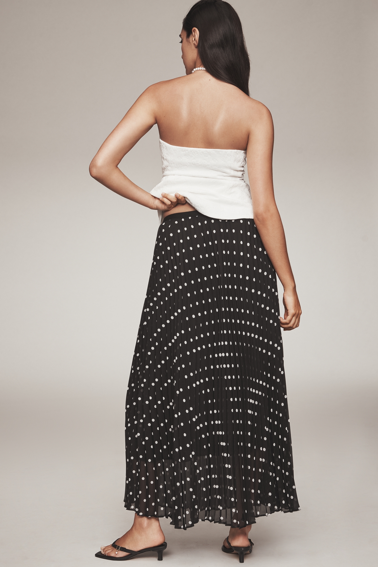 English Factory Polka Dot Pleated Maxi Skirt