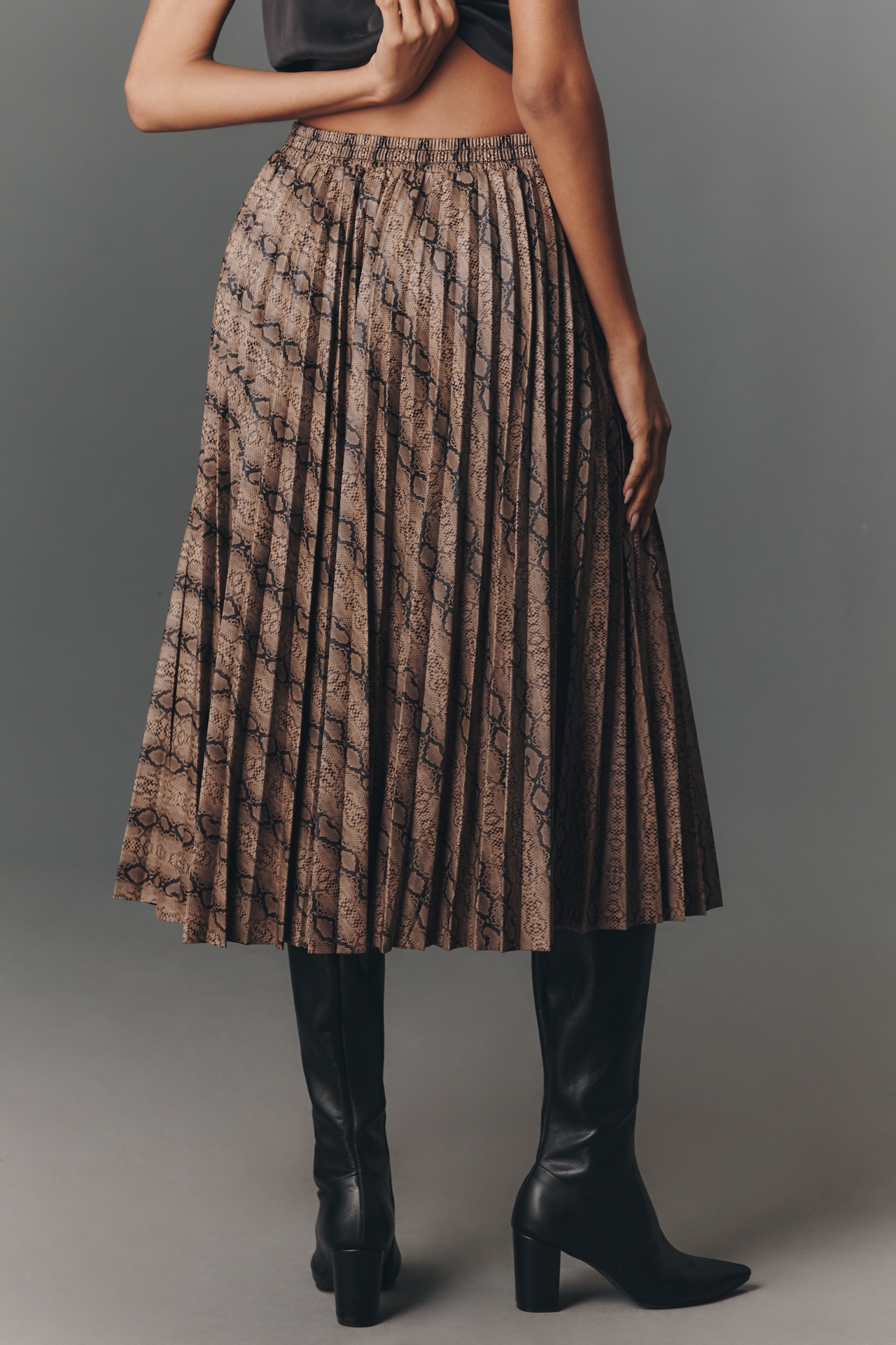 Endless Rose Animal Print Pleated Midi Skirt