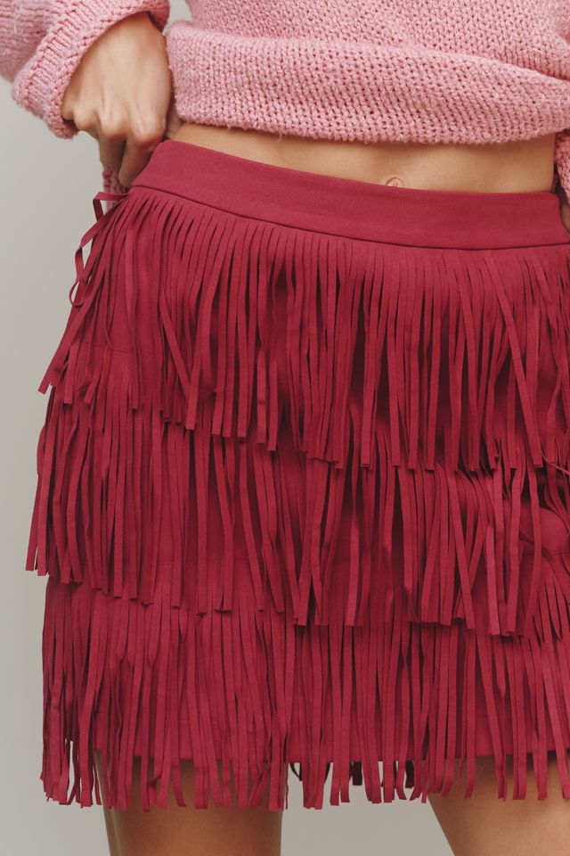 Endless Rose Faux-Suede Fringe Mini Skirt #1