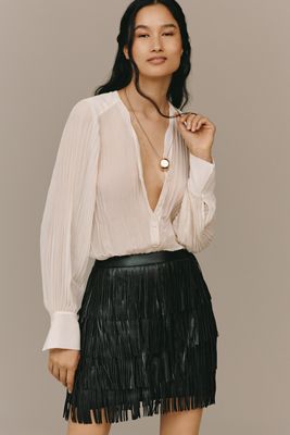 Endless Rose Faux Leather Fringe Mini Skirt