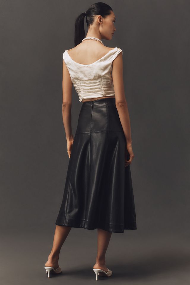 English Factory Faux-Leather A-Line Midi Skirt #2