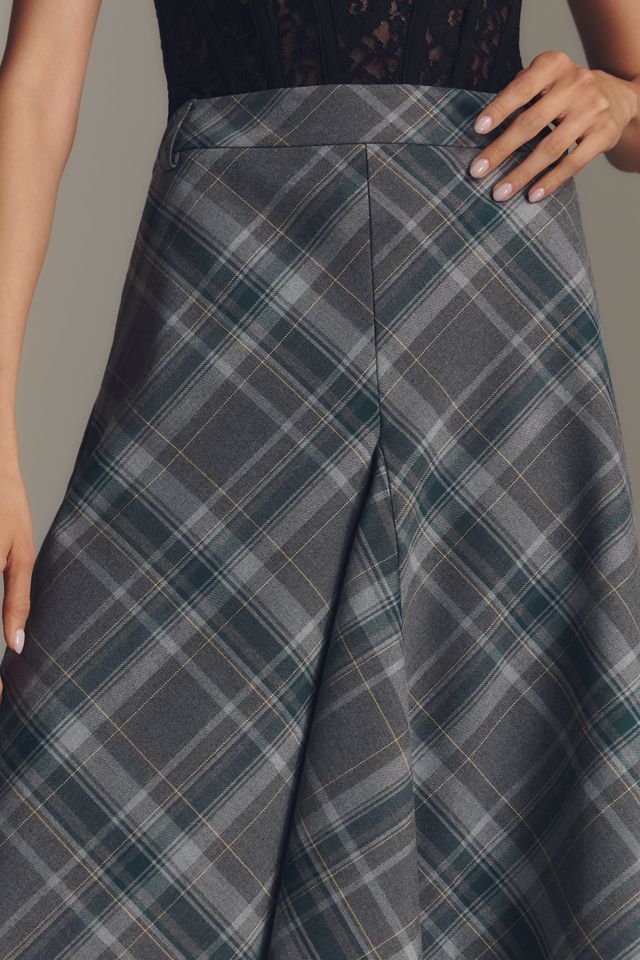English Factory Plaid A-Line Midi Skirt #3