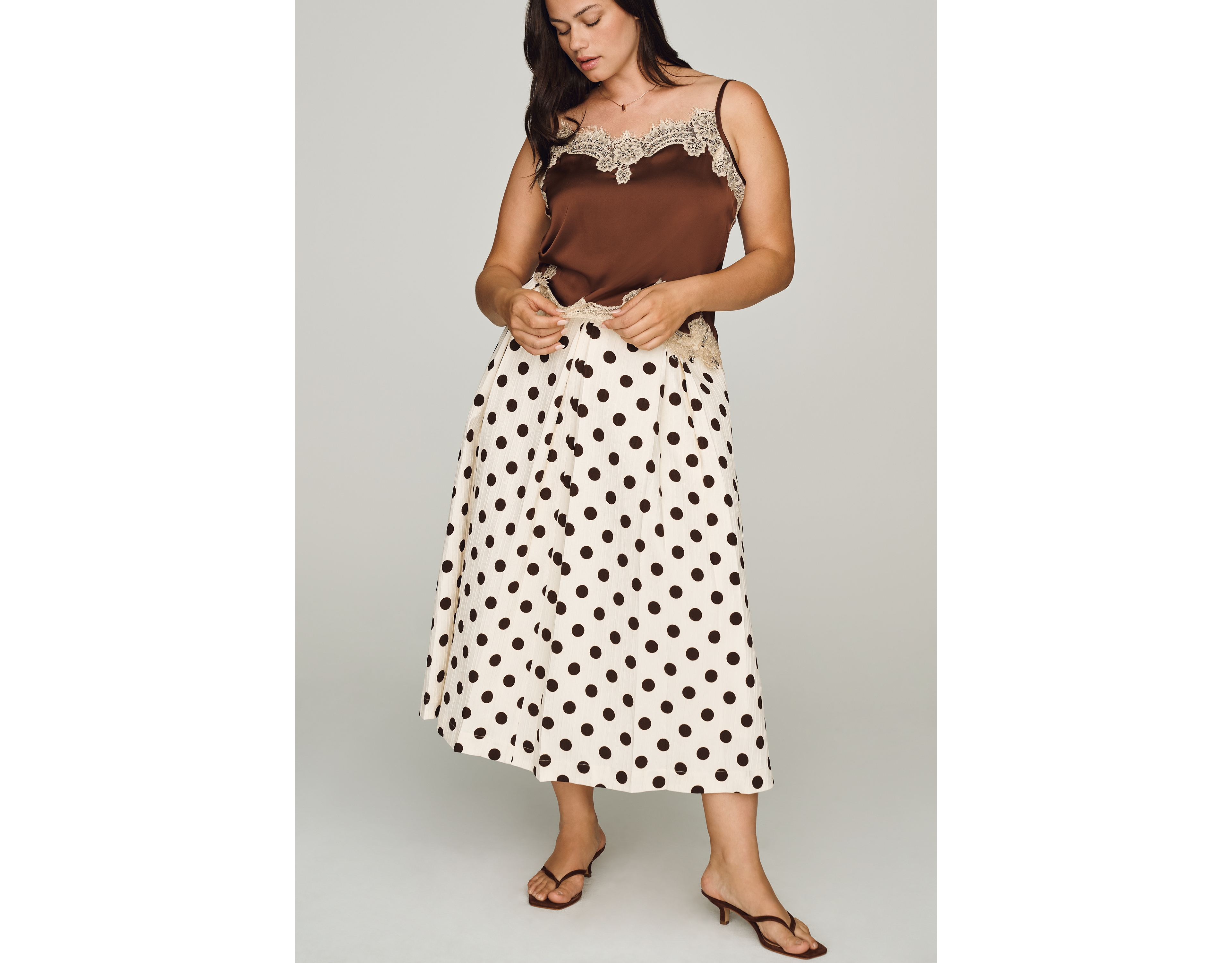 English Factory Polka Dot Midi Skirt