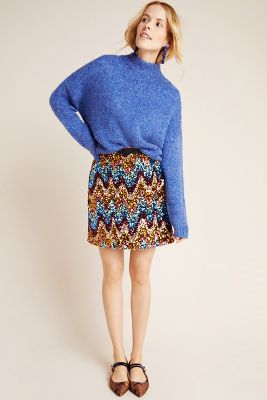 Maeve Zig Zag Sequined Mini Skirt Anthropologie