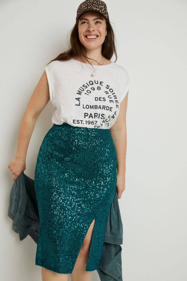 Maeve Alicia Sequined Midi Skirt #4