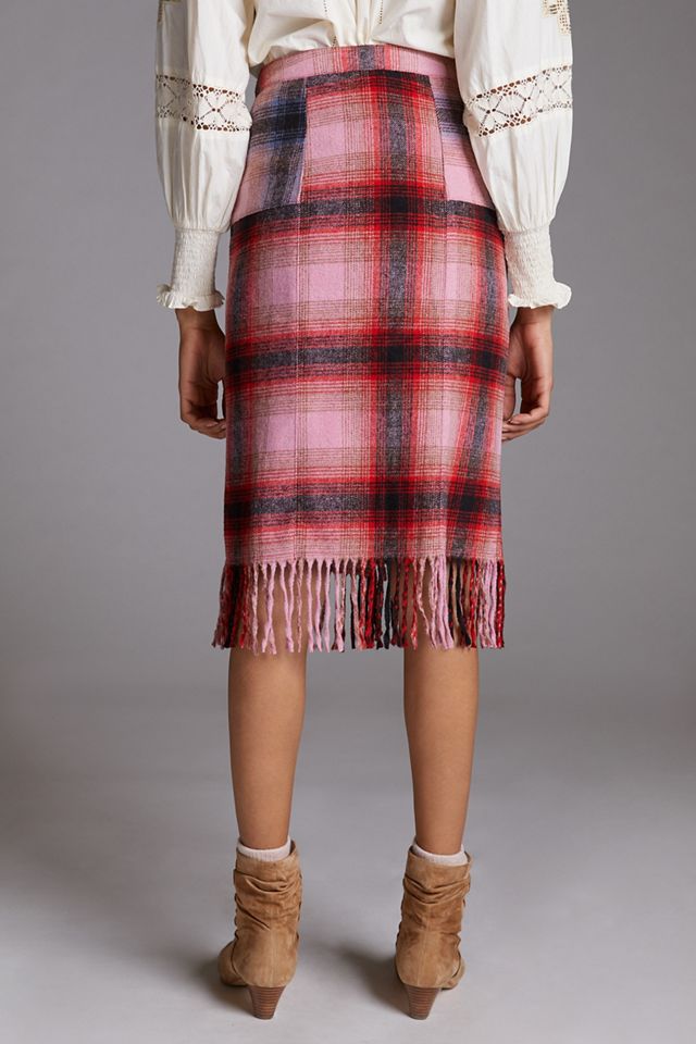Maeve Fringed Plaid Mini Skirt #3