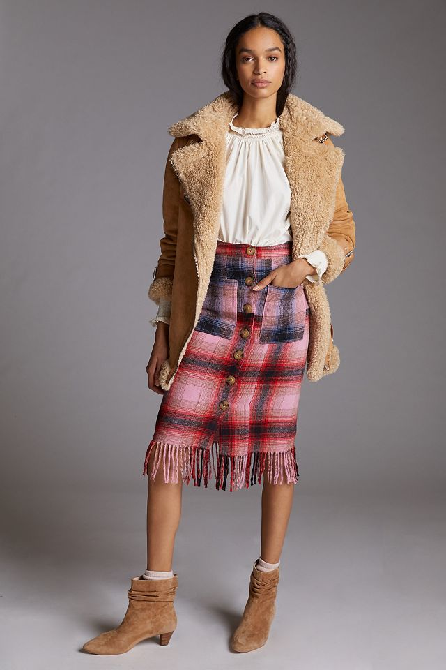 Maeve Fringed Plaid Mini Skirt | Anthropologie