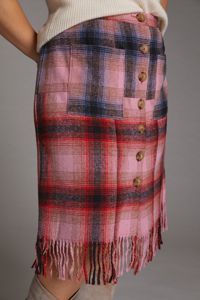Maeve Fringed Plaid Mini Skirt #5
