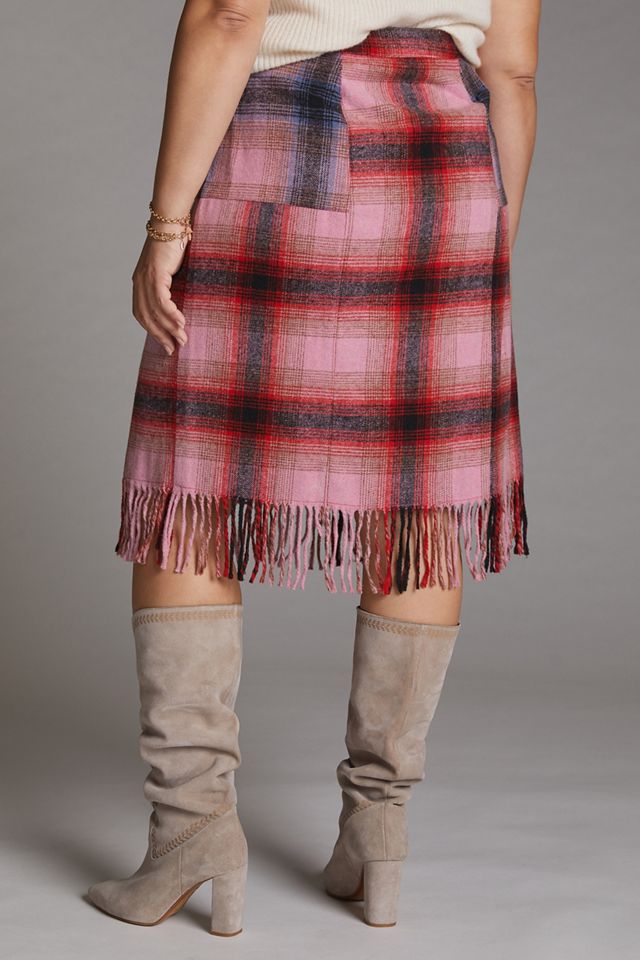 Maeve Fringed Plaid Mini Skirt #6