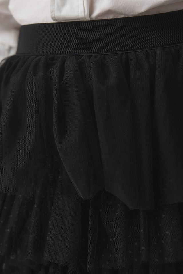 By Anthropologie Ruffled Tulle Midi Skirt #9