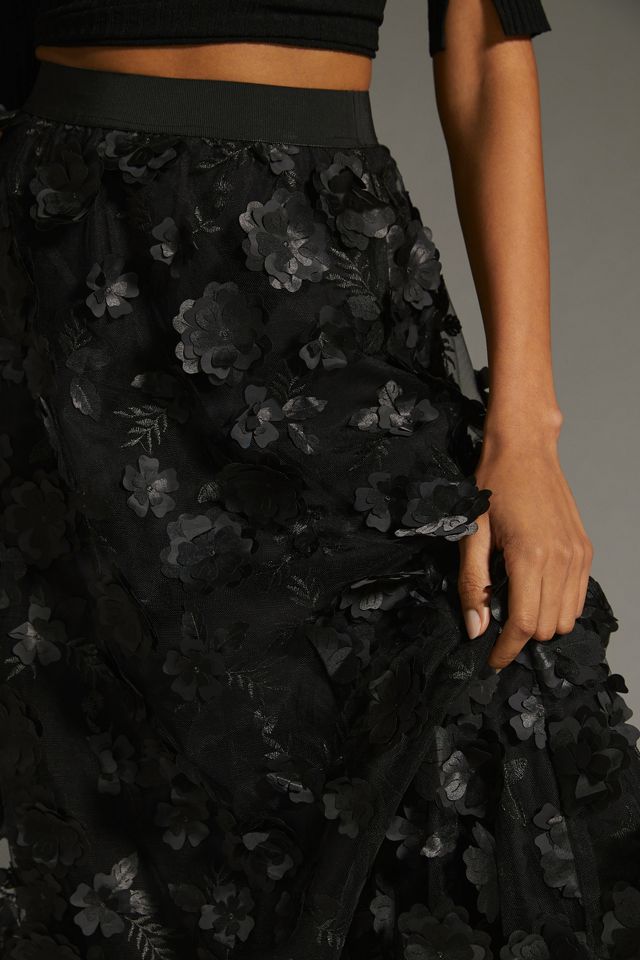 By Anthropologie Floral Appliqué Skirt #3