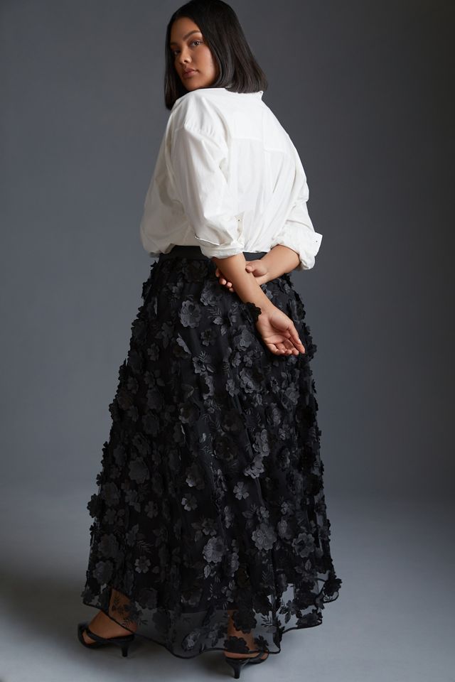 By Anthropologie Floral Appliqué Skirt #7