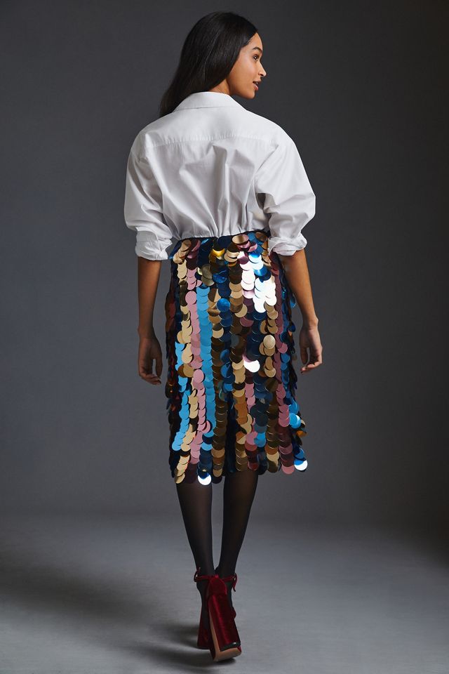 Maeve Side-Slit Sequin Skirt #2