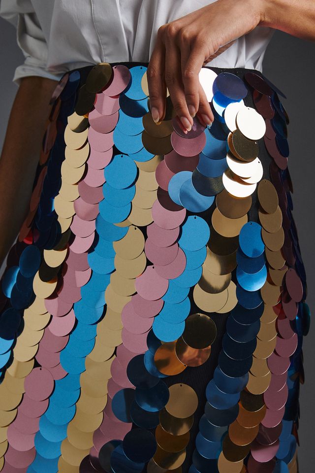Maeve Side-Slit Sequin Skirt #3