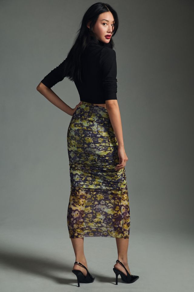 By Anthropologie Ruched Mesh Skirt #3