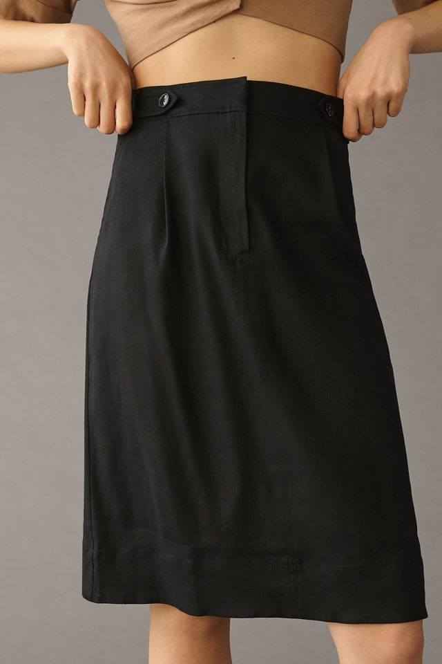 Aqua Blue Linen Pencil Skirt