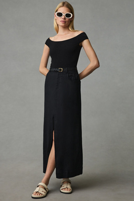The Madi Front-Slit Midi Skirt by Pilcro | Anthropologie