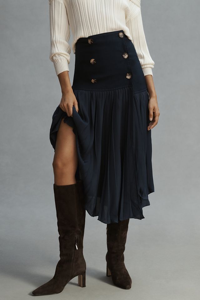 By Anthropologie Trench Pleated Midi Skirt #1