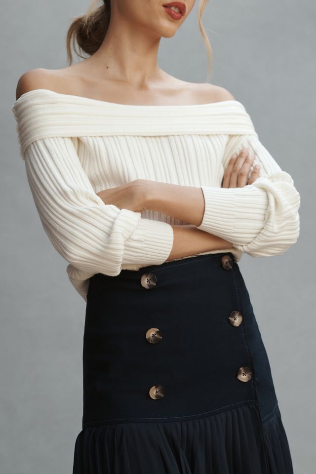 By Anthropologie Trench Pleated Midi Skirt #3