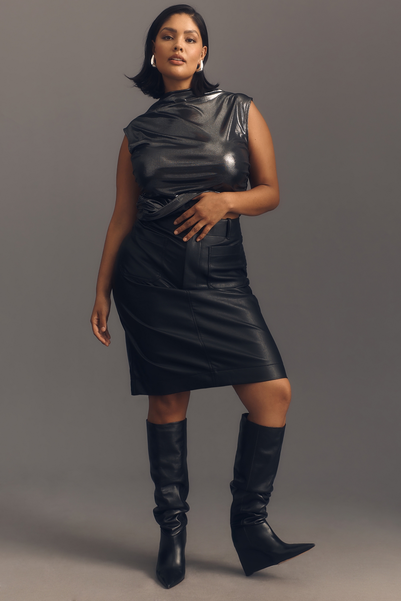 The Colette Faux Leather Skirt by Maeve