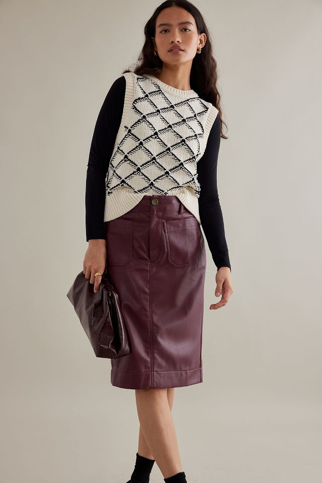 Faux leather clearance skirt knee length