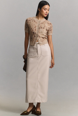 Shop Maeve The Colette Maxi Skirt By : Faux-leather Edition In Beige