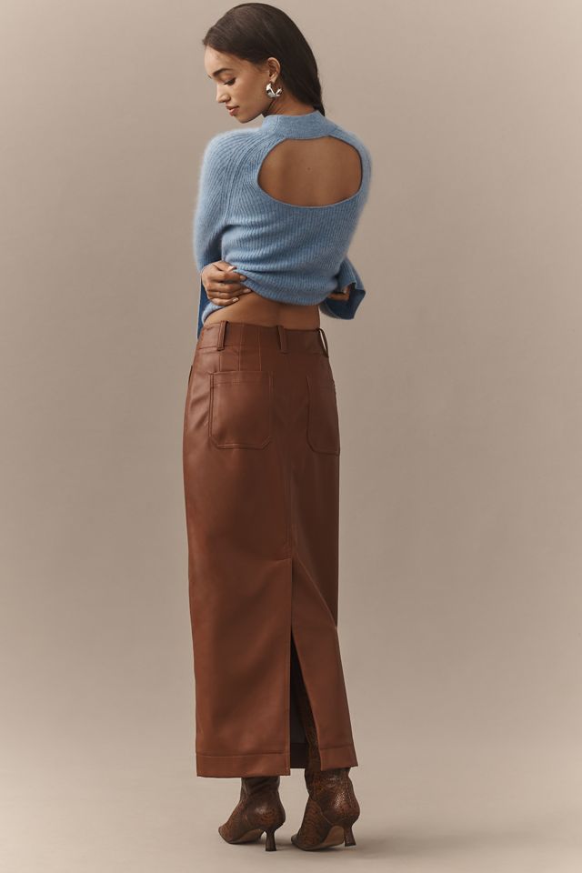 The Colette Faux-Leather Maxi Skirt by Maeve #3