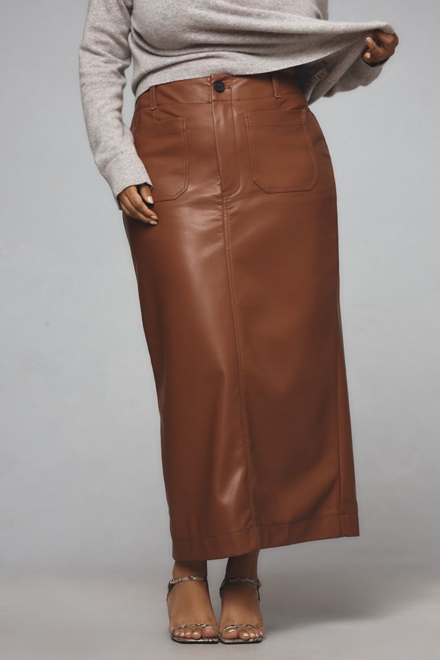 The Colette Faux-Leather Maxi Skirt by Maeve #5