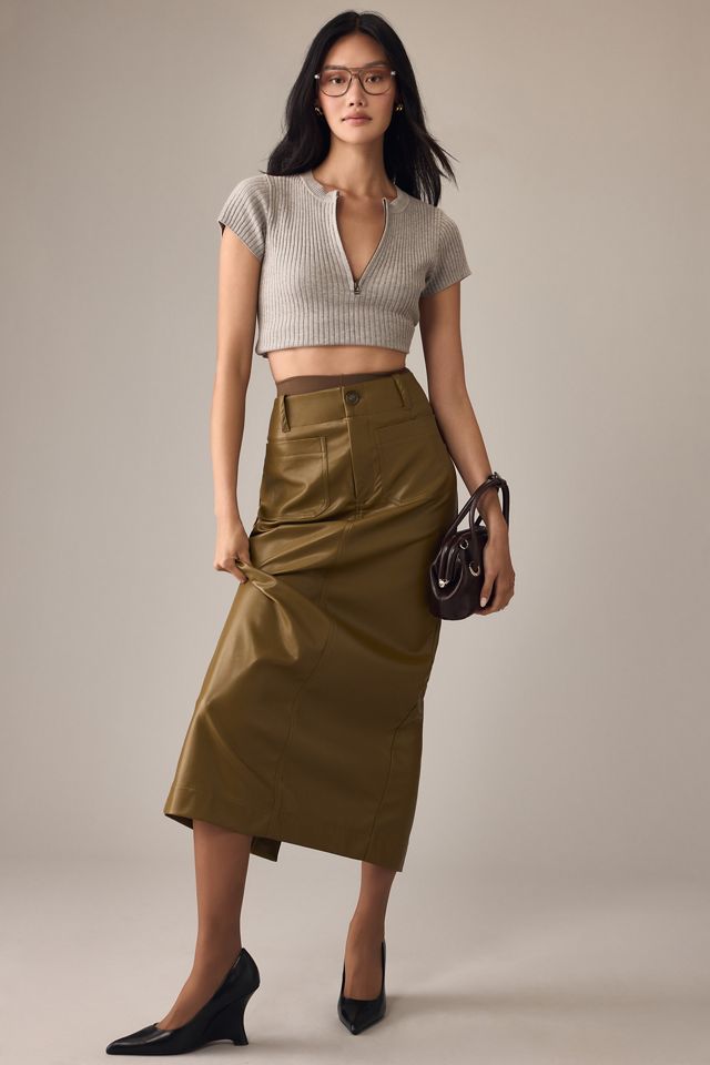 Faux Leather Pencil Maxi Skirt