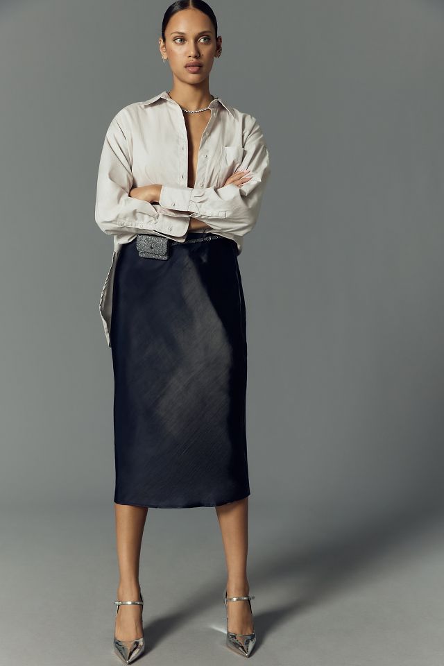 Bias cut pencil outlet skirt