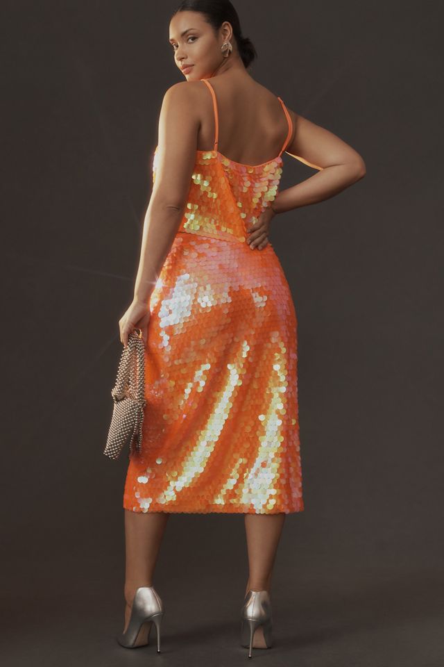 By Anthropologie Neon Paillette Midi Skirt #7