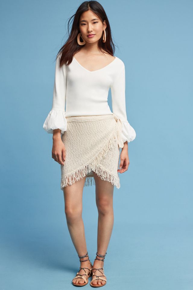 Fringed Wrap Mini Skirt #1
