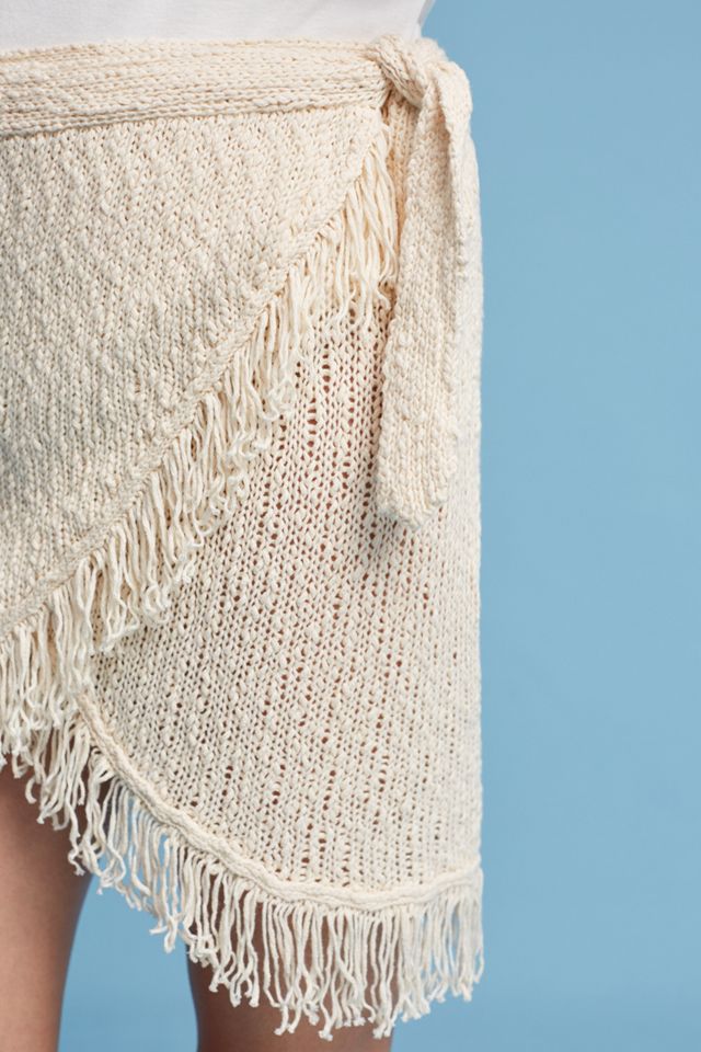 Fringed Wrap Mini Skirt