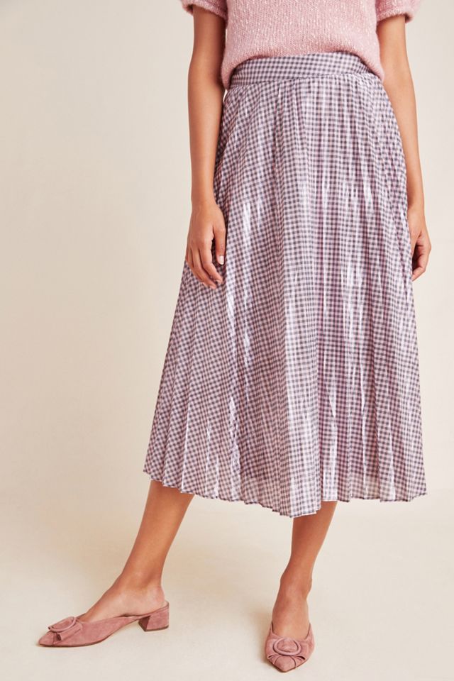 Rowan Pleated Gingham Midi Skirt #1