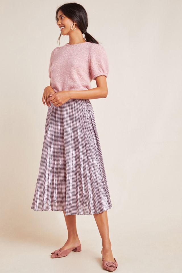 Rowan Pleated Gingham Midi Skirt #2