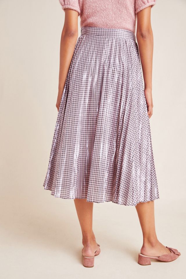 Rowan Pleated Gingham Midi Skirt #4