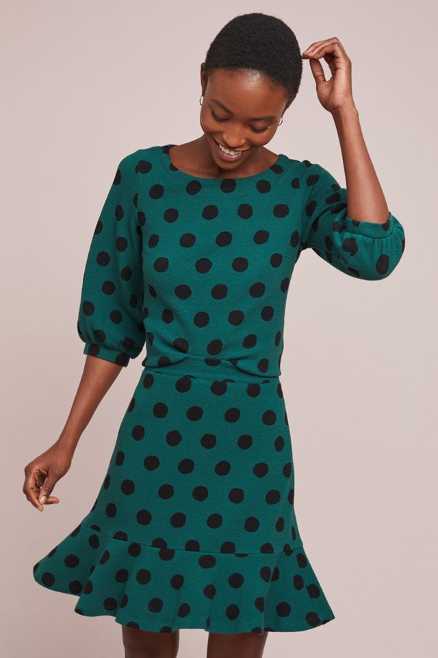 anthropologie polka dot mini dress Mare Mare Puff-Sleeve Off-The-Shoulder Mini Dress
